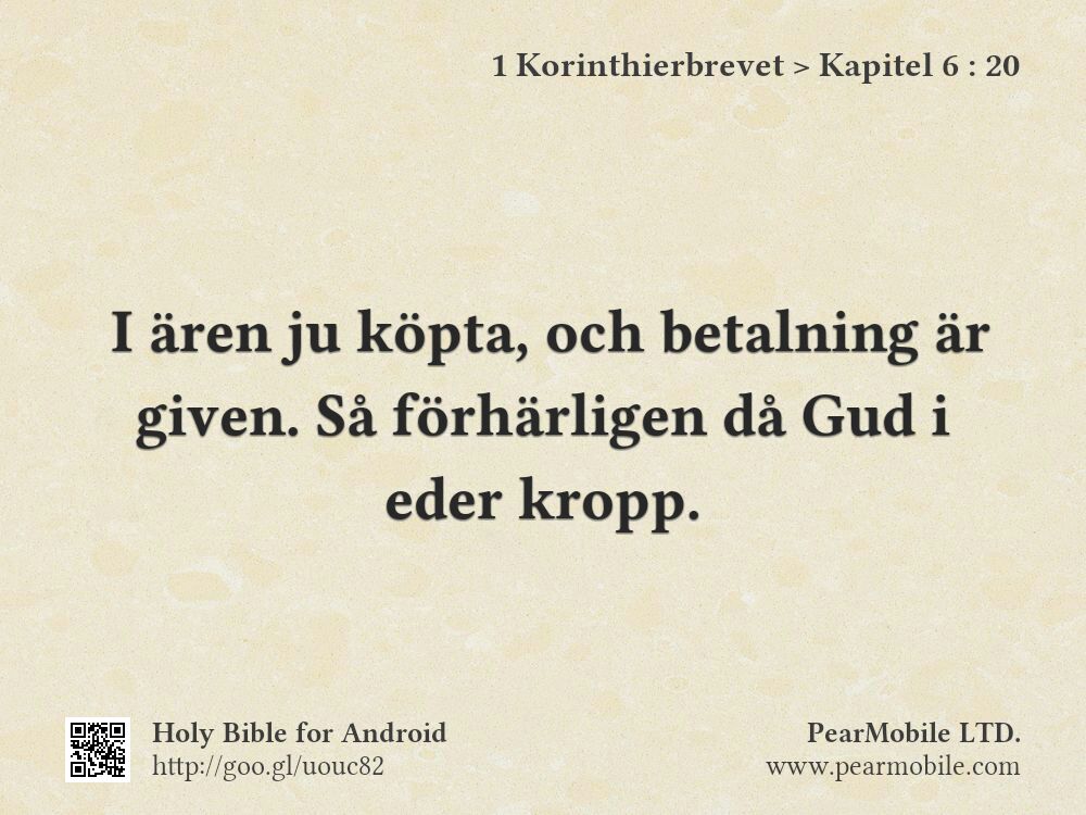 1 Korinthierbrevet, Kapitel 6:20